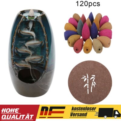 Backflow Waterfall Incense Burner, Ceramic Aromatherapy Ornament, Home Decor set