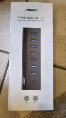 UGREEN USB Hub 3.0 Mit Netzteil USB Adapter 7 Ports Mit DC 5V/ 2A Netzteil Neu 