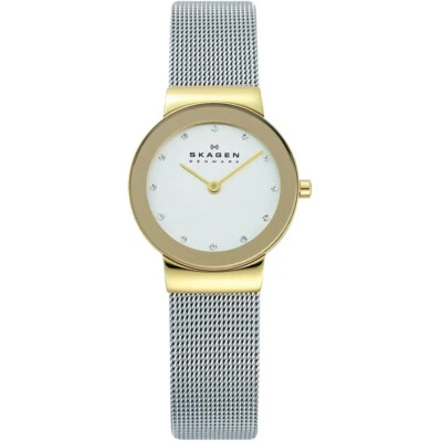 Reloj Skagen Freja Lille 358SGSCD reloj para mujeres acero inoxidable oro plata pulsera Milanaise