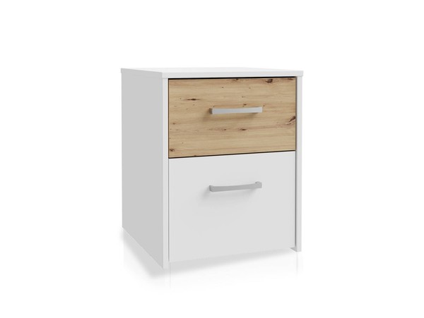 Nachtkommode Nachttisch NachtkäStchen Mit 2 SchubkäSten Carlito Weiß Eichedekor-image