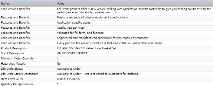 Nuevo juego de juntas de cubierta de válvula Fel-Pro para TOYOTA T100 V6-3,4 L 1995-1998 Foto 2 de 4