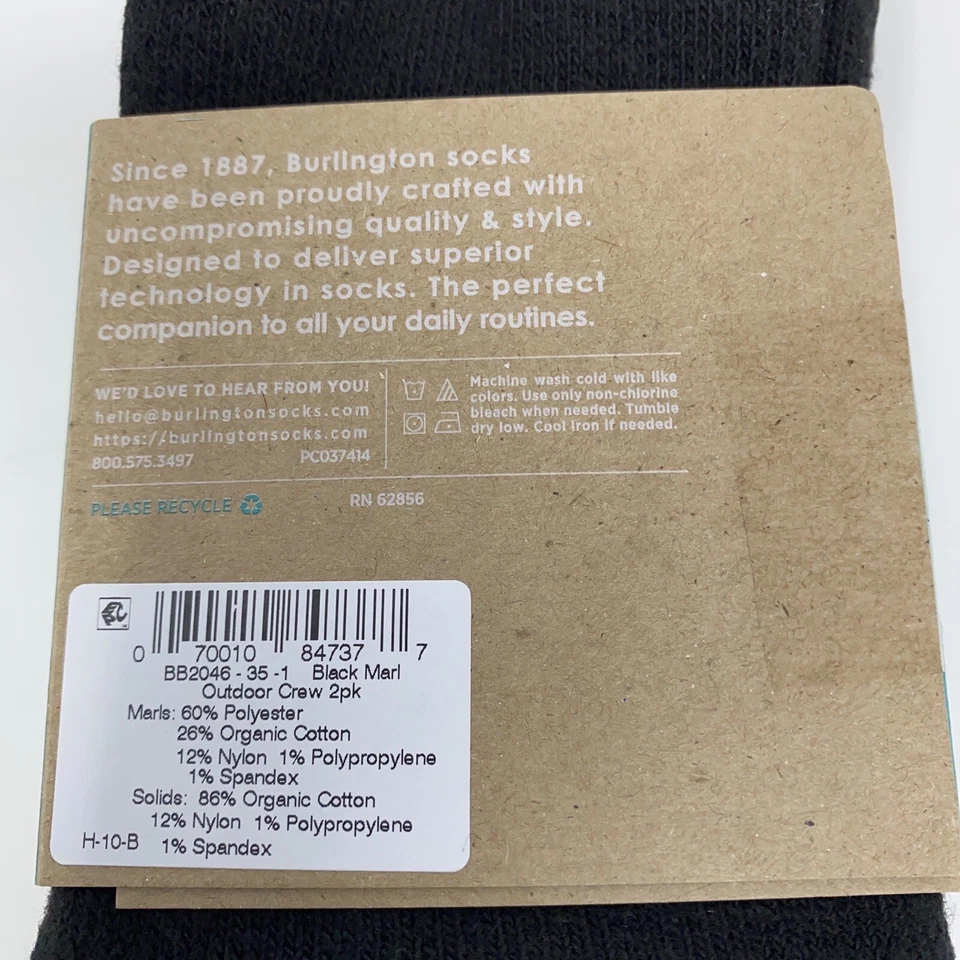 Zapatos Burlington para hombre talla 6-12 negros jaspeados al aire libre calcetines - paquete de 2 nuevos con etiquetas Foto 4 de 4