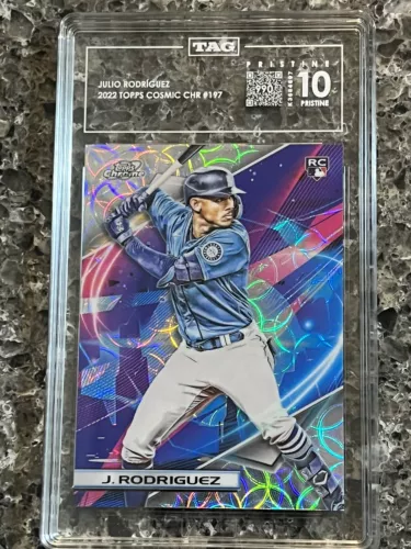 2022 Topps Cosmic Chrome Julio Rodriguez Nucleus Refractor SP RC TAG 10 PRISTINE