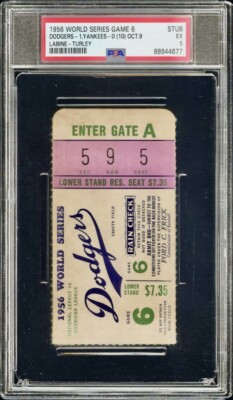1956 WORLD SERIES GAME 6 JACKIE ROBINSON FINAL HIT TICKET