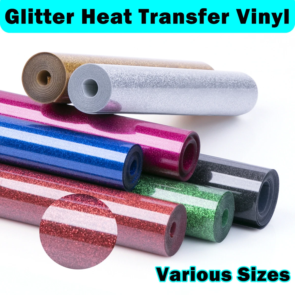 Glitter Heat Transfer Vinyl HTV Rolls Iron on Film T-Shirt Clothing DIY  Crafts