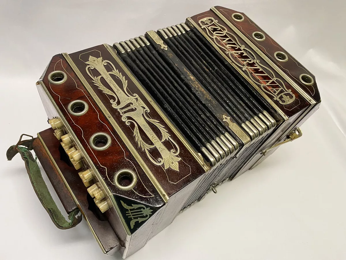 F. Lange CONCERTINA Chemnitz Germany Folk Accordion Musical