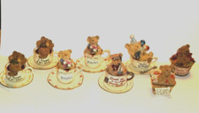 8 Boyds Teabearies Figurines, Boyds Bear in Teacups and Baskets TBC 2003-2004