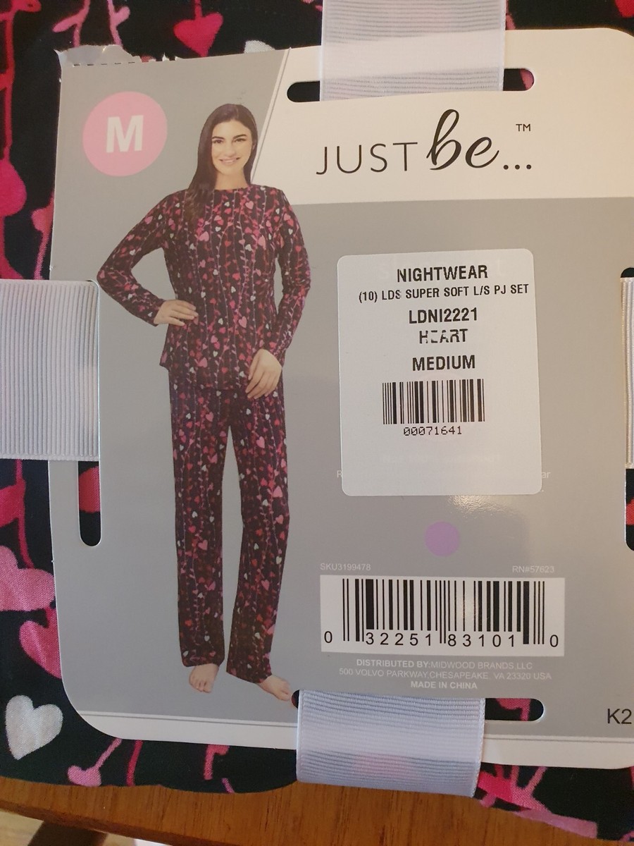 New just be Ladies super soft stretchy Navy Pink Heart Pyjamas M eBay