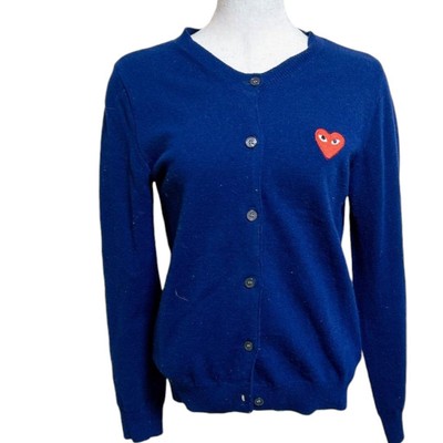 Play Comme Des Garçons Black Crew Neck Cardigan Women
