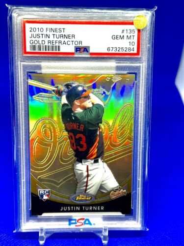 2010 Topps Finest PSA 10 Justin Turner Gold Refractor RC Rookie Gold /50 POP 1 ! - Picture 1 of 3