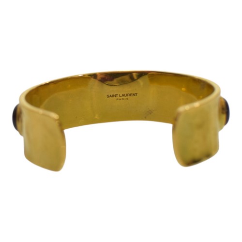 Saint Laurent Arty Cabujón Piedra Adornado Brazalete Metal Tono Dorado Pulsera - Imagen 5 de 8