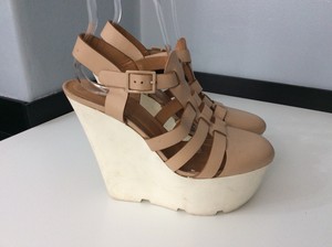 white and tan wedges