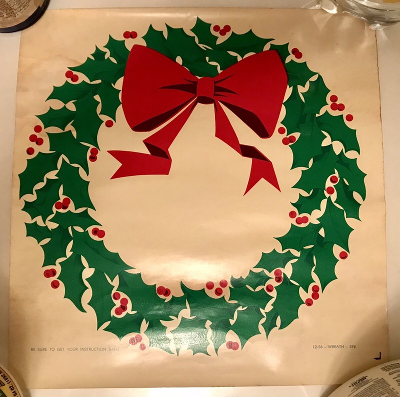 Vintage 12x12 Christmas Wreath Transfer Decal