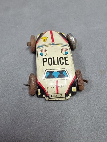 Vintage Tin Lithograph Cars Micro Mini 2 Fire Chief, Taxi, Police Lot of 4 Cars - Picture 15 of 19