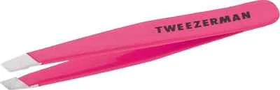 Tweezerman Mini Slant Eyebrow Tweezers Stainless Steel Pink Precision Tool Gift