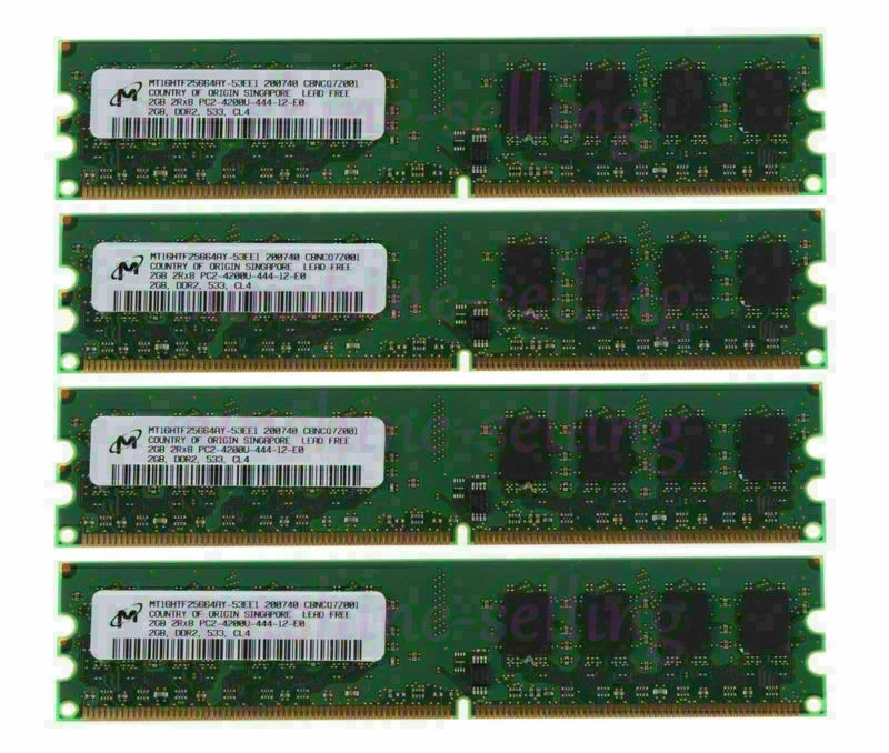 20 GB RAM Micron 10X 2 GB 2Rx8 PC2-4200U DDR2 533Mhz 240PIN DIMM Desktop Memory - Image 2 of 4