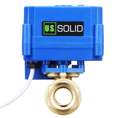 U. S. Solid Motorized Ball Valve Manual Function 1/2in Brass 3 Wire 9-24V AC/DC