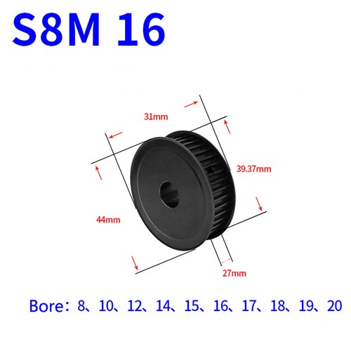 STS S8M 10T-40T Timing Belt Pulleys Pitch 8mm Teeth Width 27mm AF-type 45# Steel - Picture 12 of 23