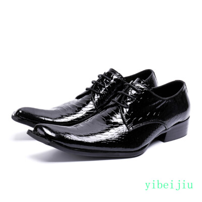 Fashion Men's Snakeskin Pattern Leather Bar Stage Dress Formal Derby Shoes Stage