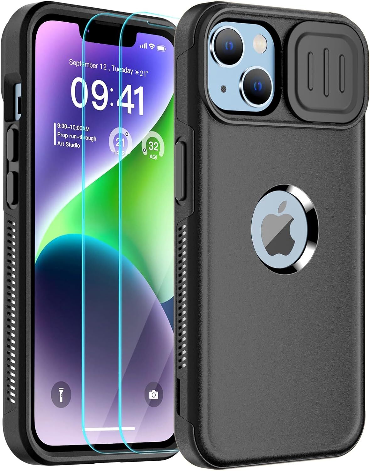 for iPhone 14 Case with Slide Camera Cover,[10 FT Military Grade Drop Protection