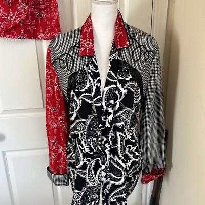 Vintage Surya Womens Skirt/Jacket Black/Red/White With Beaded Designs Size M