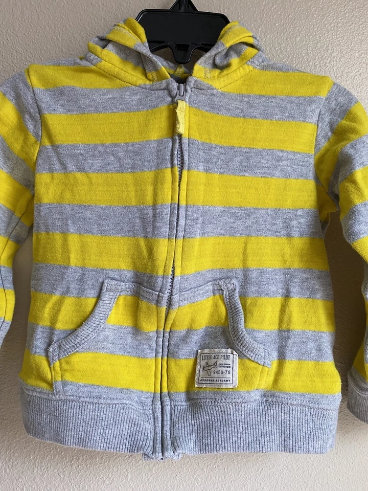 Carter's Baby мальчика с капюшоном молнии спереди верх, 24 месяцев, желтый и серый, хлопок - Изображение 2 из 4