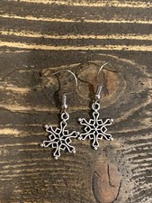 Handmade Christmas Holiday Silver Tone Snowflake Dangle Earrings READY TO SHIP