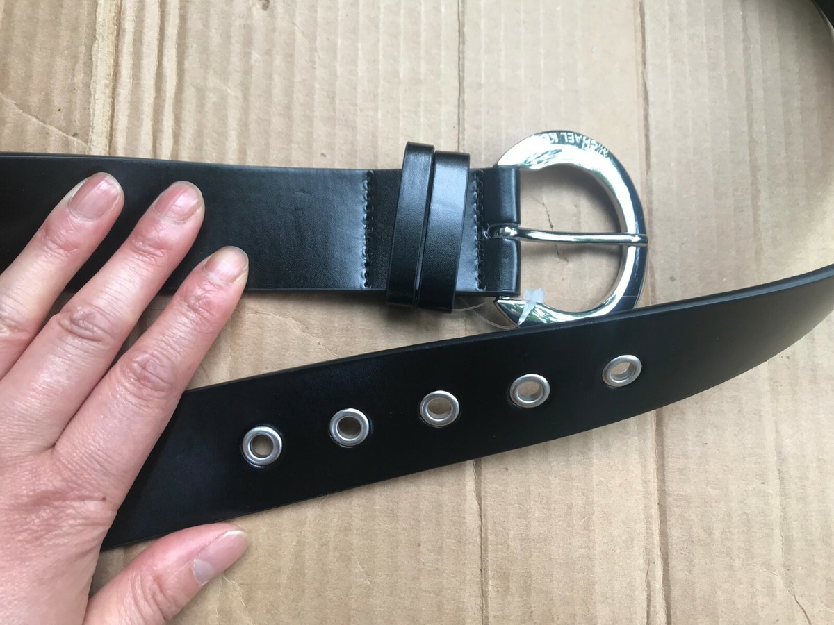 Michael Michael Kors Black szL Synthetic Leather Belt w/Silver Buckle Michael Kors Women main image 2
