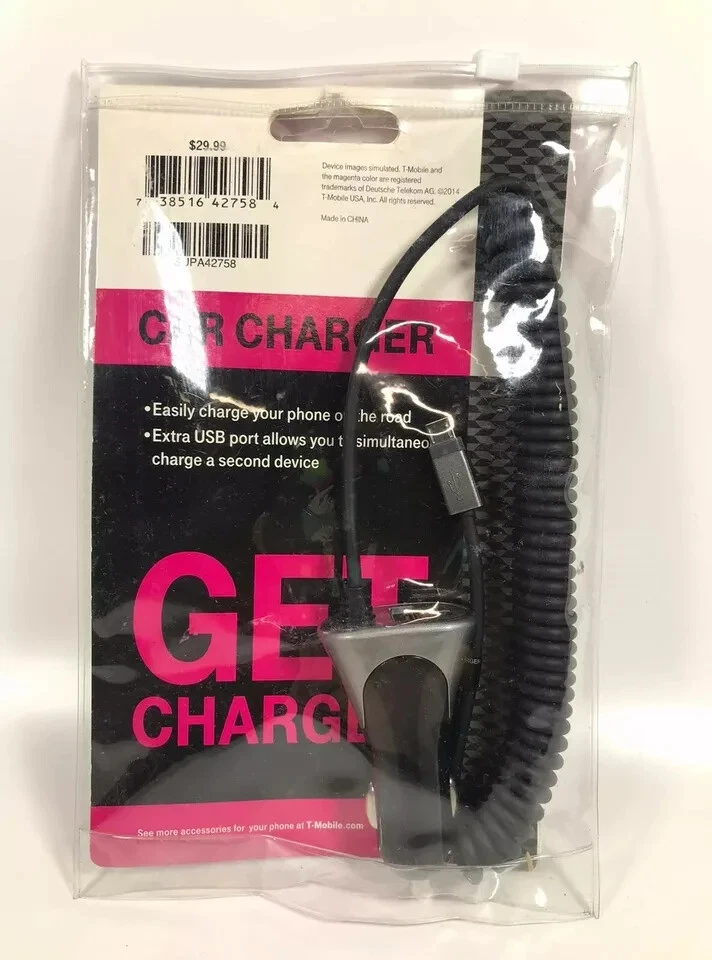 T-Mobile SUPA42758 Cargador de Coche Universal Micro USB Adaptador 2 en 1 - Negro/Plateado Foto 3 de 4