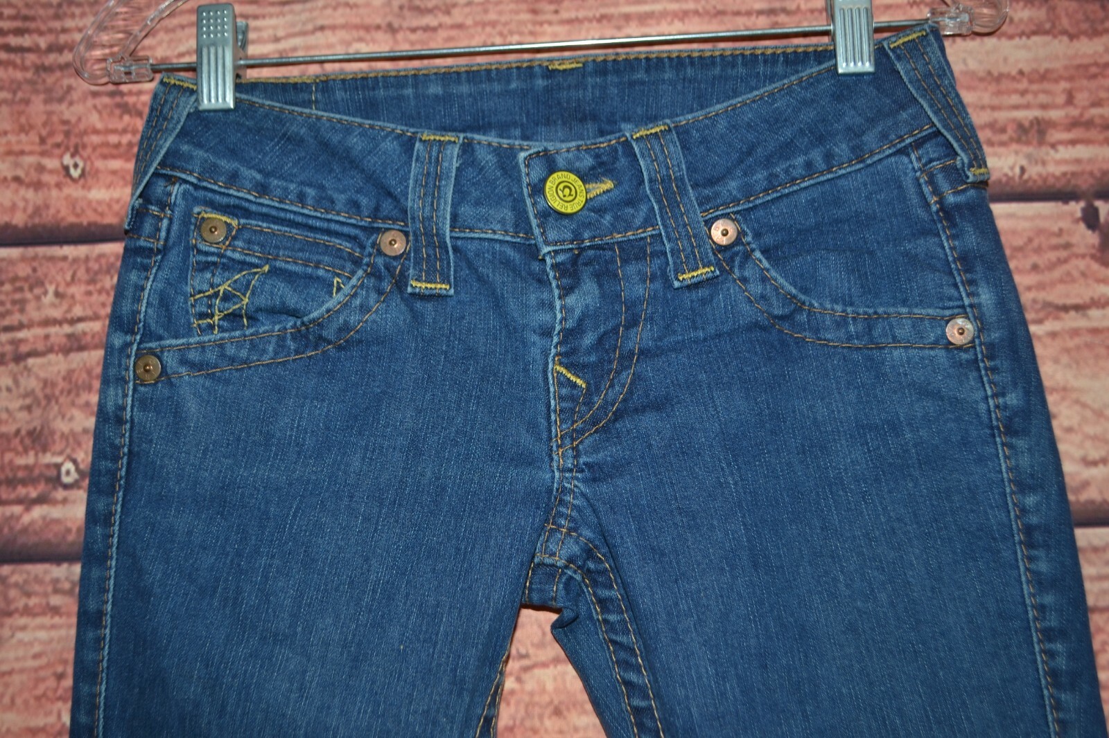 True Religion Women's Joey Flap Pocket Blue Denim Jeans Sz 26x31 thumbnail 5