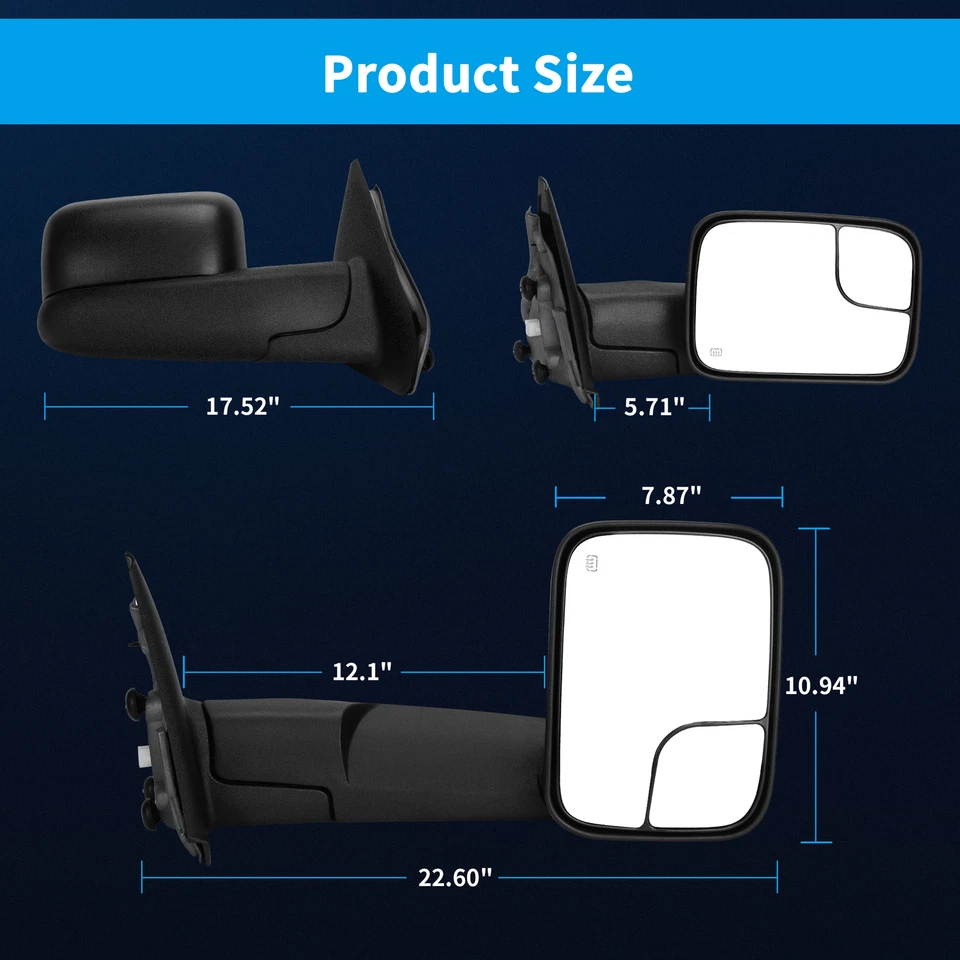 Espejo retrovisor lateral eléctrico térmico para pasajero Dodge RAM 1500 2002-2008 03-09 2500 3500 Foto 4 de 4