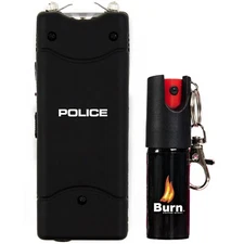 POLICE Stun Gun Burn Pepper Spray Combo for Self Defense 801 Black