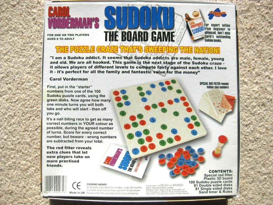 Carol Vorderman's Sudoku Board Game New & Unused 100% Complete inc Red Filter - Image 4 of 4