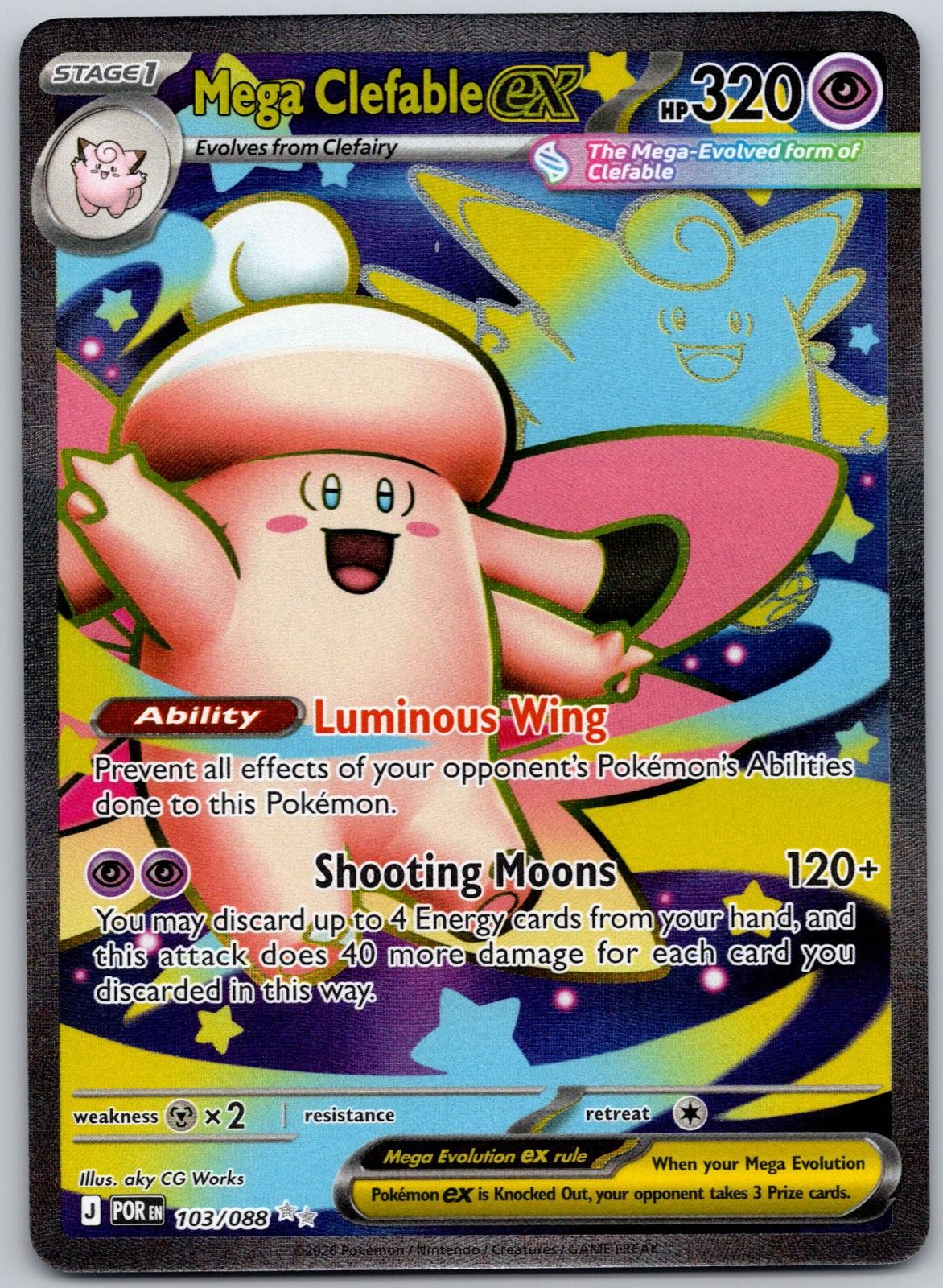 Mega Clefable ex 103/088 Ultra Rare Perfect Order Pokemon Holo Near Mint