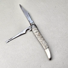 Imperial Fisherman’s Knife 2 Blade Jigged Handle Vintage Pocket Knife USA