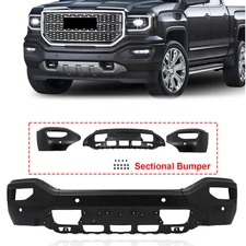 Black Front Bumper Cover Face Bar For GMC Sierra 1500 2016-2019 W/ Sensor Holes