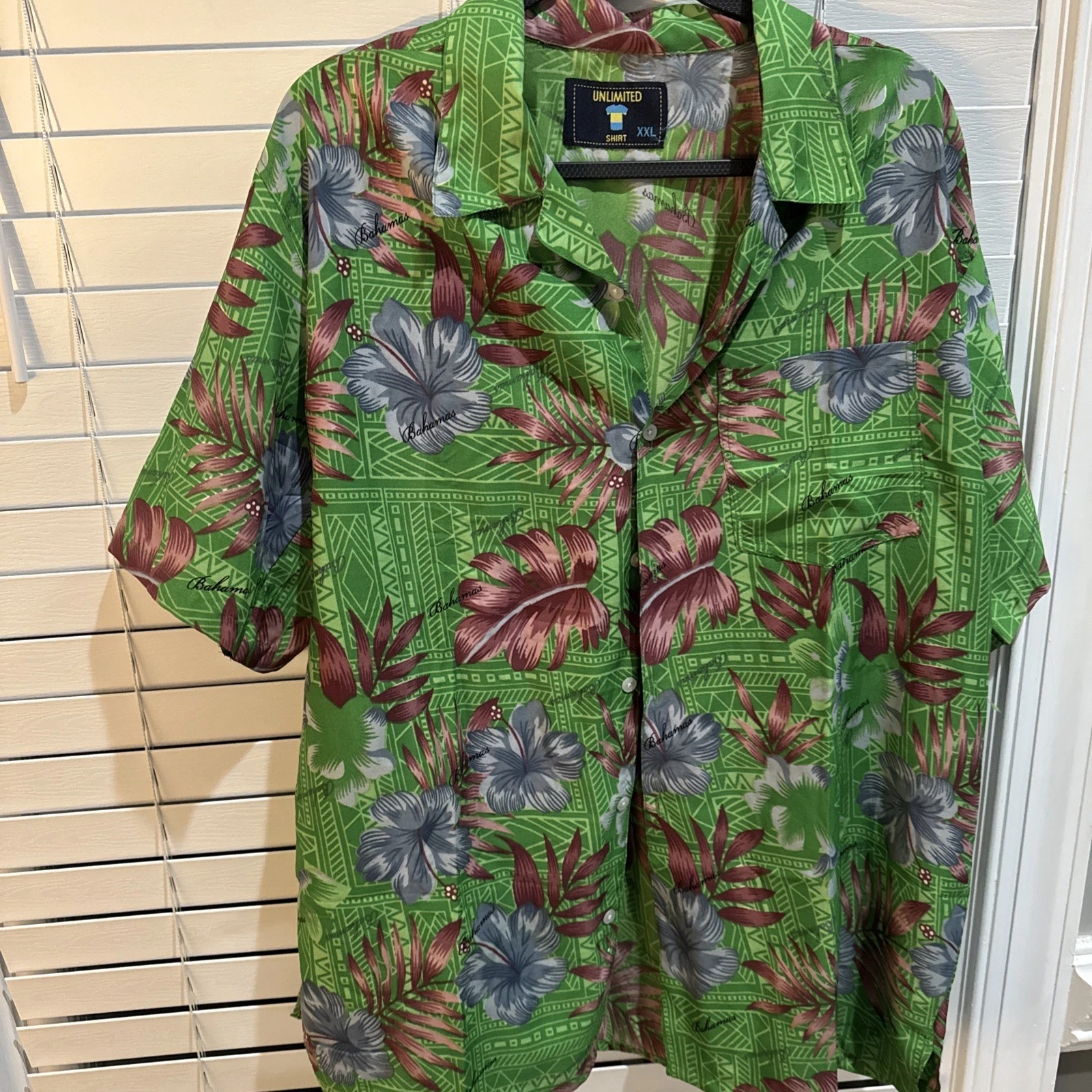 Unlimited Button Up Flora Bahamas Hawaiian Shirt Size XXL 100% Polyester