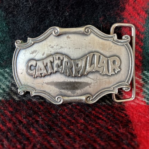 Caterpillar RARE OG Logo Silver Belt Buckle Agriculture Advertising Collectible