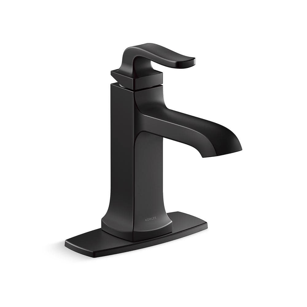 KOHLER Rubicon Single Hole Single Handle Bathroom Faucet in Matte Black