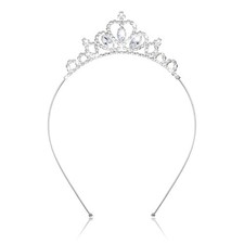 Crystal Tiara Crown Rhinestone Headband Silver Women Pageant Birthday Wedding Ha