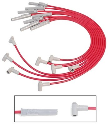 MSD 35389 Spark Plug Wires Spiral Core 8.5mm Red Stock Boots Ford V8 Set