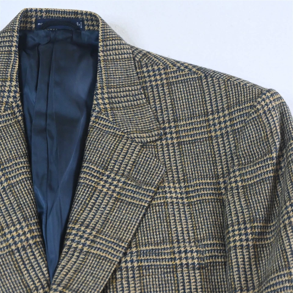 Chaqueta Blazer Abrigo Deportivo De Colección Para Hombres Tweed 40R Azul Amarillo Cuadros Glenn 100% Lana Foto 2 de 4