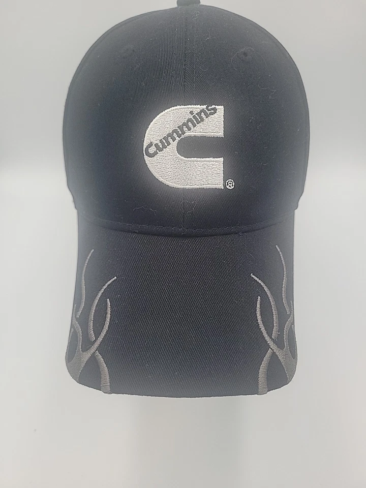 Cummins Black Flame Strapback Cap Embroidered Logo Hat OS - Image 2 of 4