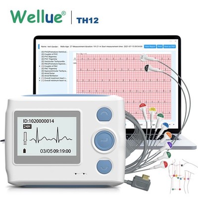 24-Stunden EKG-Gerät 12 Kanal Langzeit-EKG mit AI-ECG Analyse Funktion PC & Mac