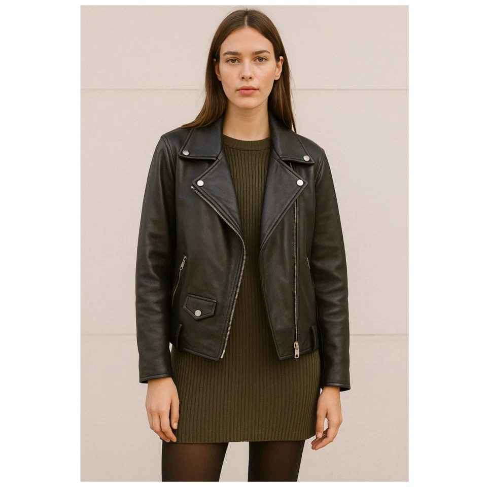 Levi’s 黑色人造皮革摩托夹克女式 3X 大码骑手 — 第 3/4 张图片