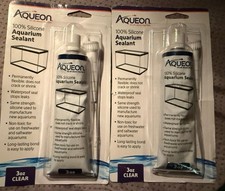 Lot of 2 Aqueon 100 Silicone Aquarium Waterproof Sealant Non-Toxic Clear 3 oz