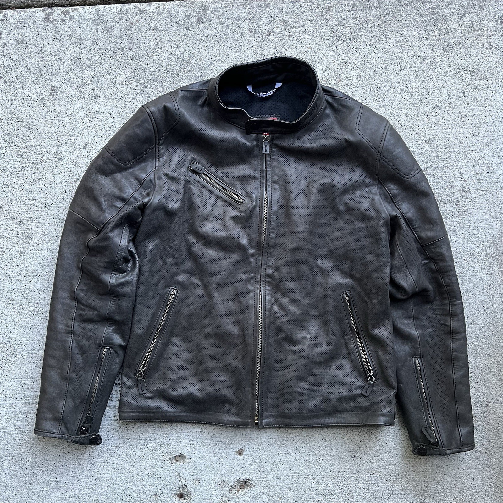 Ducati Vintage Brown Leather Racer Jacket for Men Size Medium