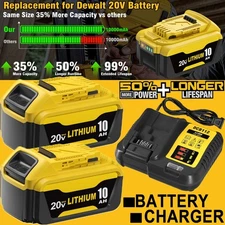 Upgraded 10000mAh For DeWALT DCB210-2 20V MAX XR Lithium-Ion Battery or Charger