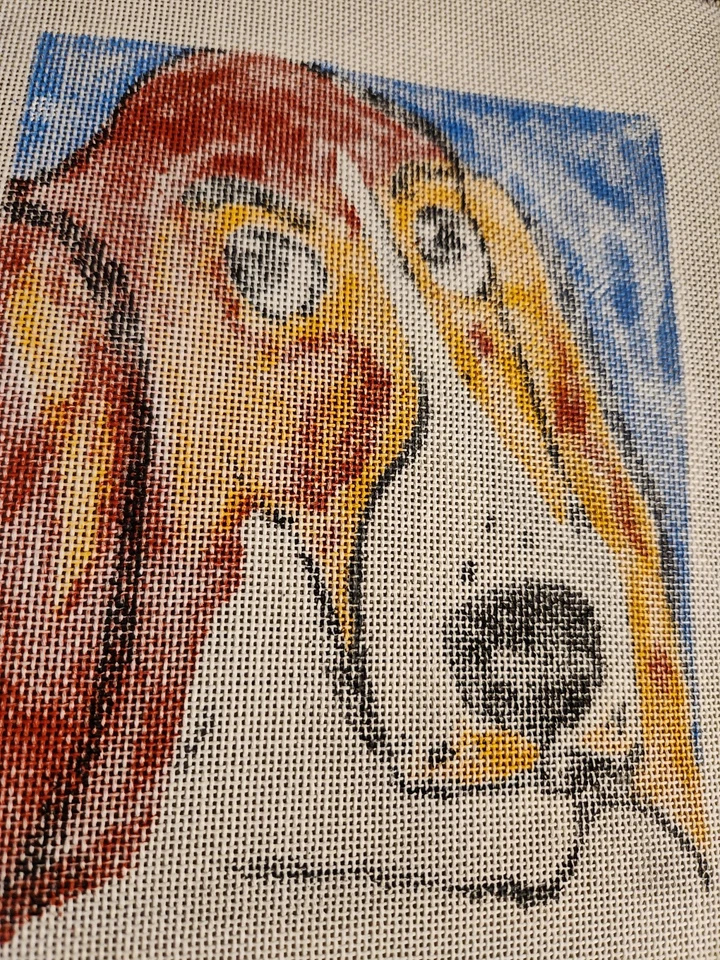 MAGGIE~ 18ct Handpainted Needlepoint Canvas HOUND DOG 11.5"x10" M624 Anne Davis - Image 4 of 4
