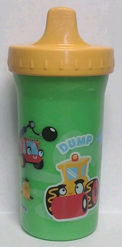 Vtg Playtex Sippy Cup Construction Trucks Green Yellow Lid Valve 2004 Pls Read